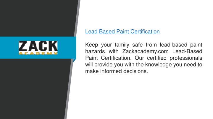 lead based paint certification keep your family