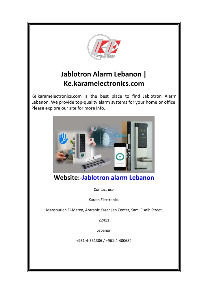jablotron alarm lebanon ke karamelectronics com
