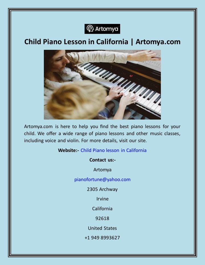 child piano lesson in california artomya com