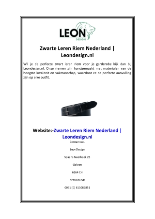 Zwarte Leren Riem Nederland  Leondesign.nl