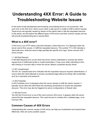 Understanding 4XX Error_ A Guide to Troubleshooting Website Issues