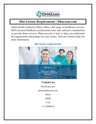 Dha License Requirements  Dhaexam.com