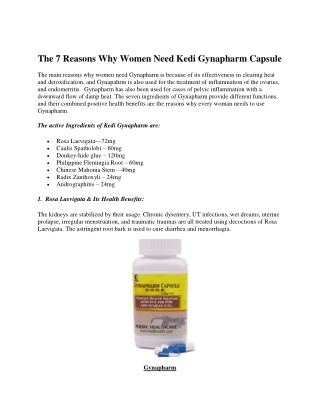 The 7 Reasons Why Women Need Kedi Gynapharm Capsule