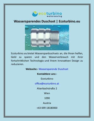 Wassersparendes Duschset  Ecoturbino.eu