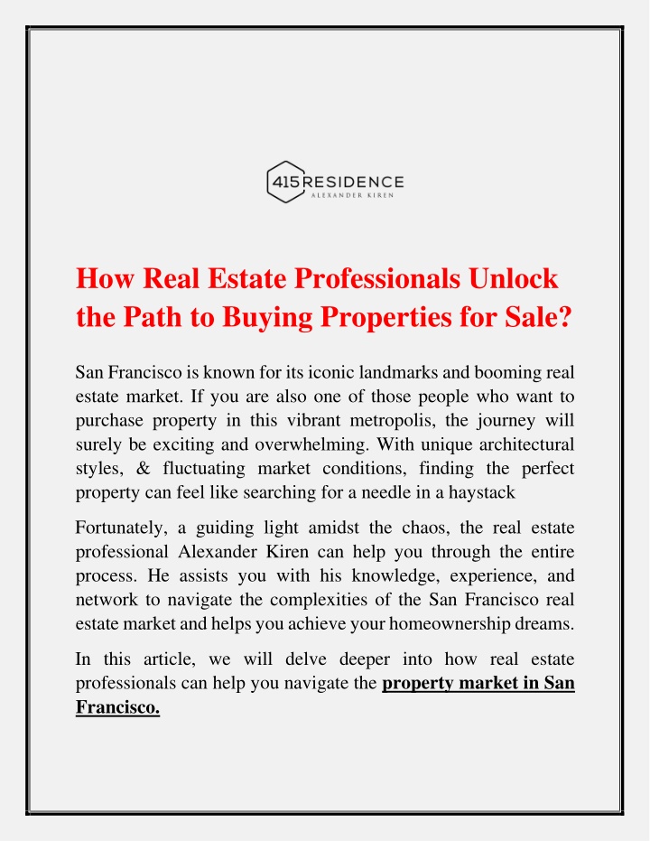 how real estate professionals unlock the path