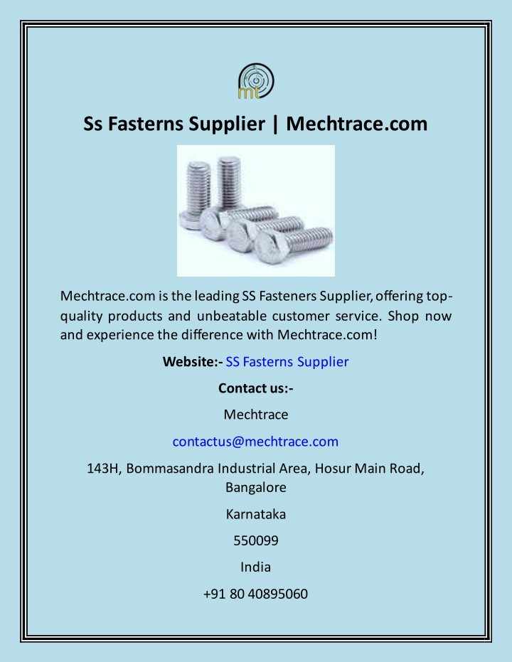 ss fasterns supplier mechtrace com