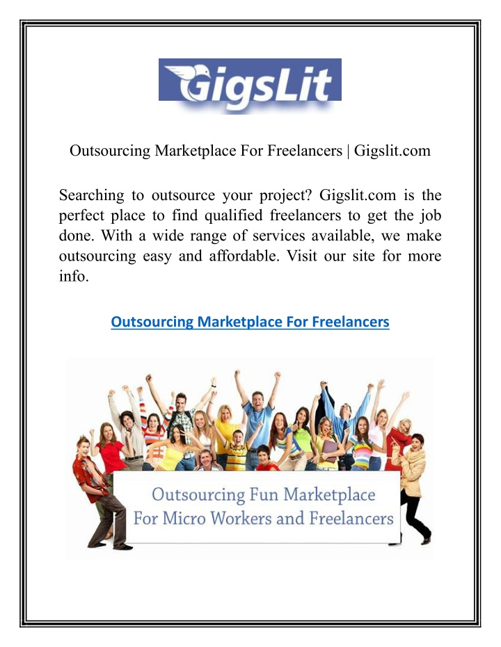 outsourcing marketplace for freelancers gigslit