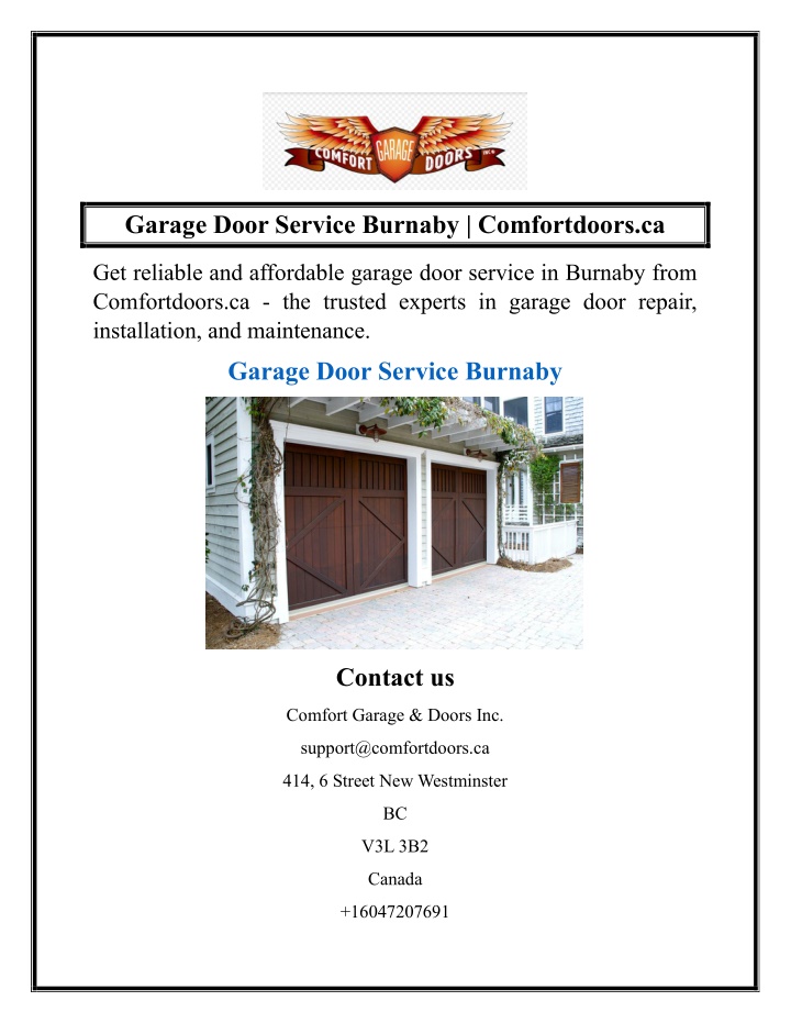 garage door service burnaby comfortdoors ca