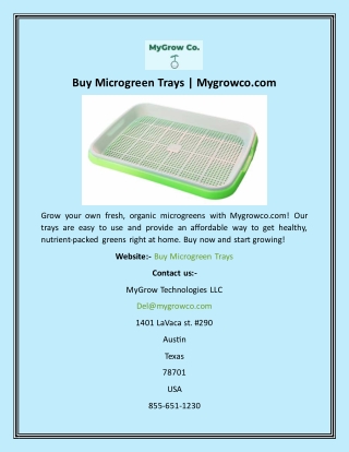 Buy Microgreen Trays  Mygrowco