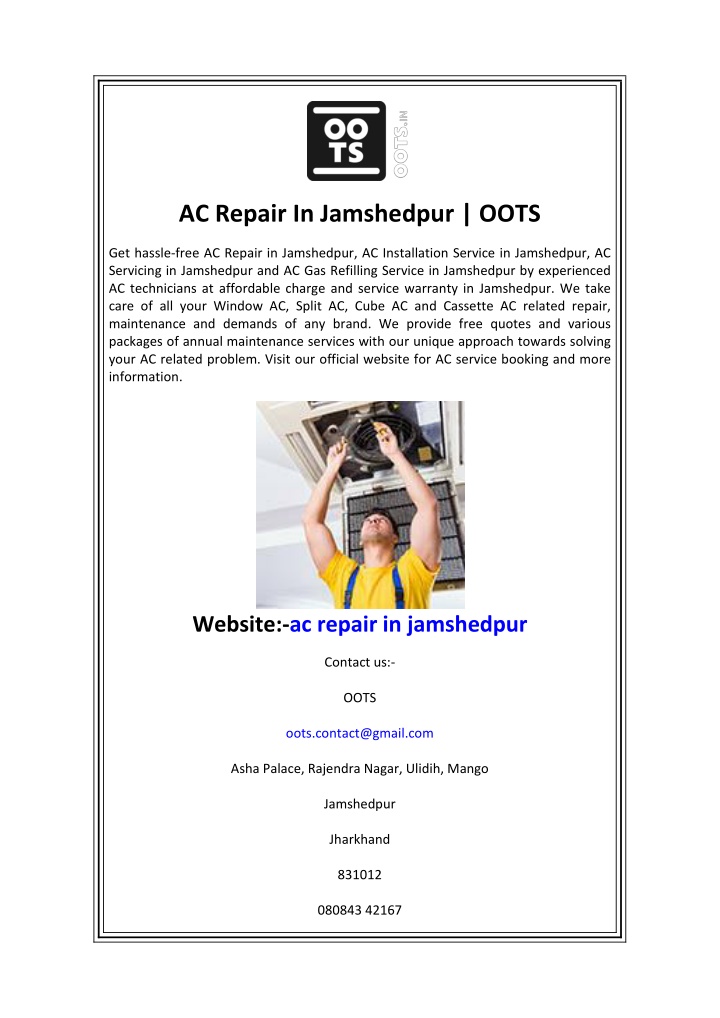 ac repair in jamshedpur oots