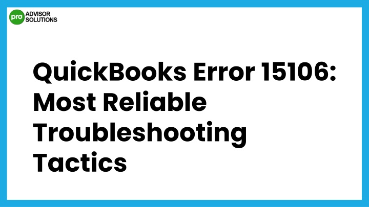 quickbooks error 15106 most reliable