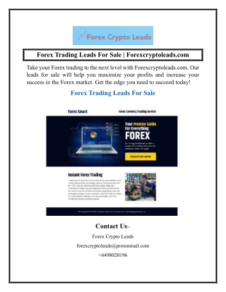 Forex Trading Leads For Sale  Forexcryptoleads.com