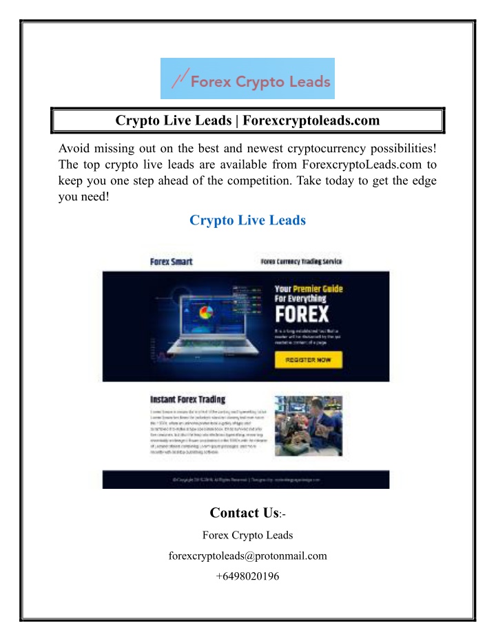 crypto live leads forexcryptoleads com