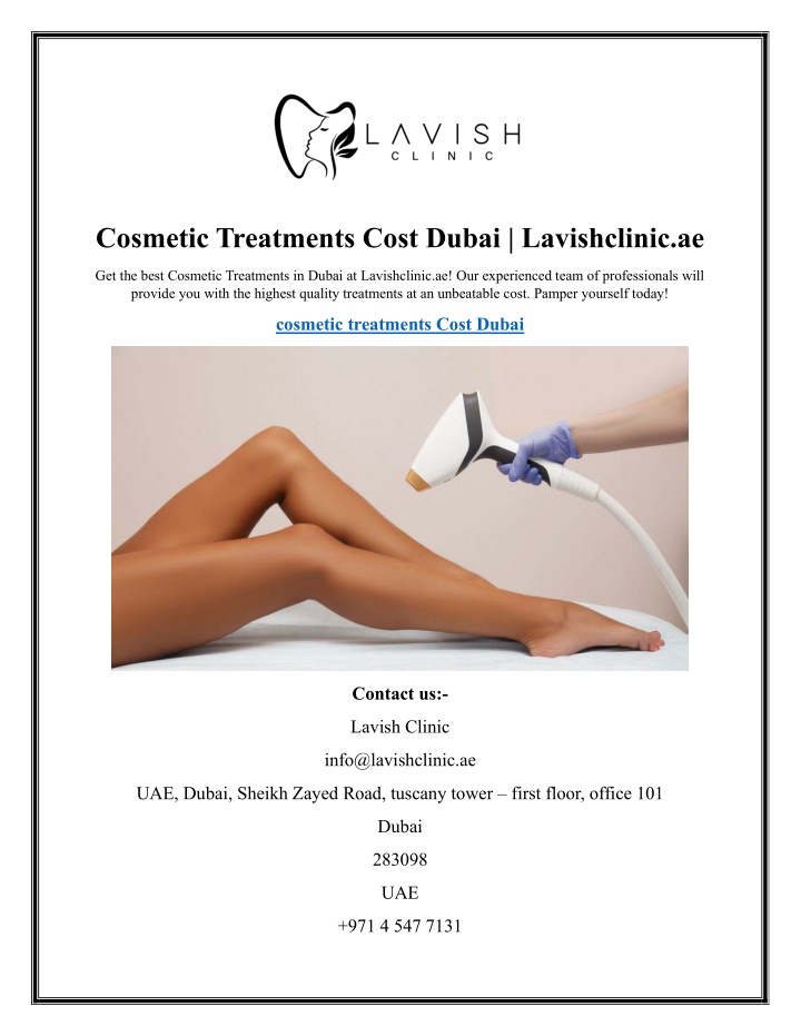 cosmetic treatments cost dubai lavishclinic ae