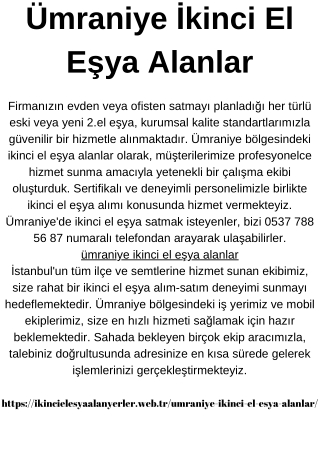 Ümraniye İkinci El Eşya Alanlar