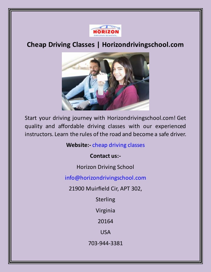 cheap driving classes horizondrivingschool com