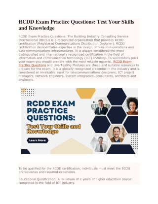 RCDD Exam Practice Questions Test Your Skills and Knowledge