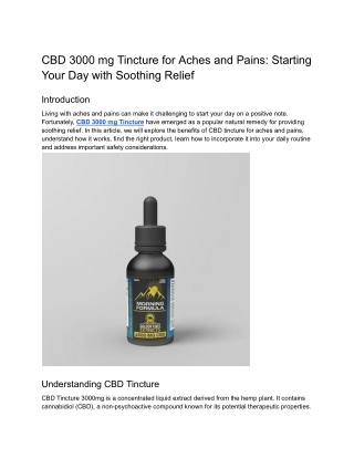 CBD 3000 mg Tincture for Aches and Pains_ Starting Your Day with Soothing Relief