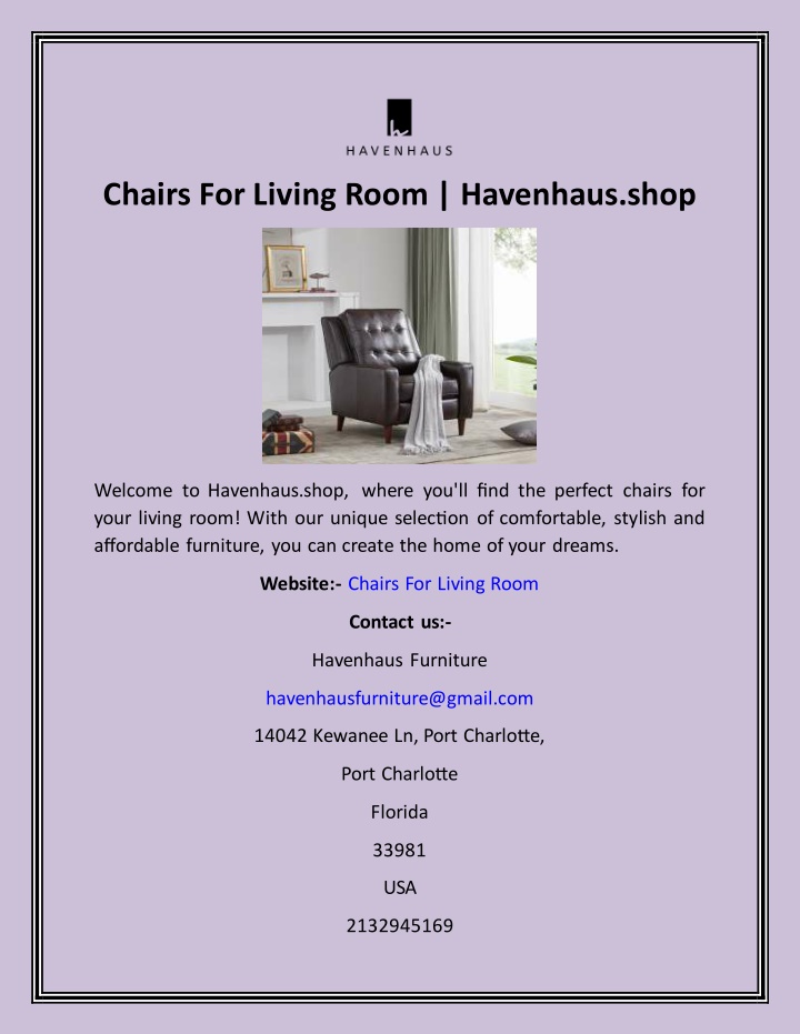 chairs for living room havenhaus shop