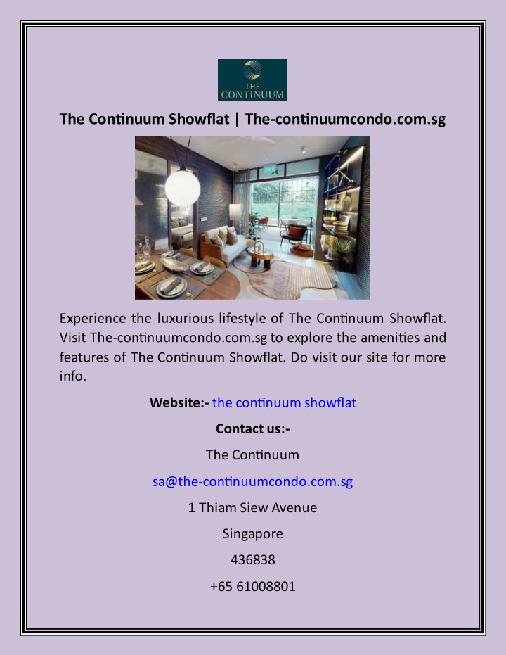 the continuum showflat the continuumcondo com sg