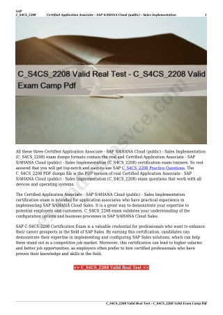 C_S4CS_2208 Valid Real Test - C_S4CS_2208 Valid Exam Camp Pdf