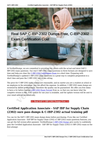 Real SAP C-IBP-2302 Dumps Free, C-IBP-2302 Exam Certification Cost