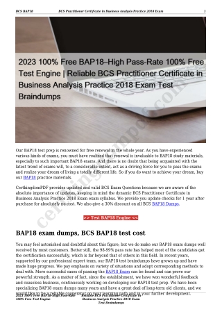 2023 100% Free BAP18–High Pass-Rate 100% Free Test Engine | Reliable BCS Practitioner Certificate in Business Analysis P