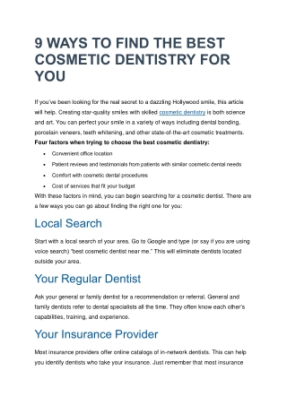 9 Ways to Find the Best Cosmetic Dentistry for You