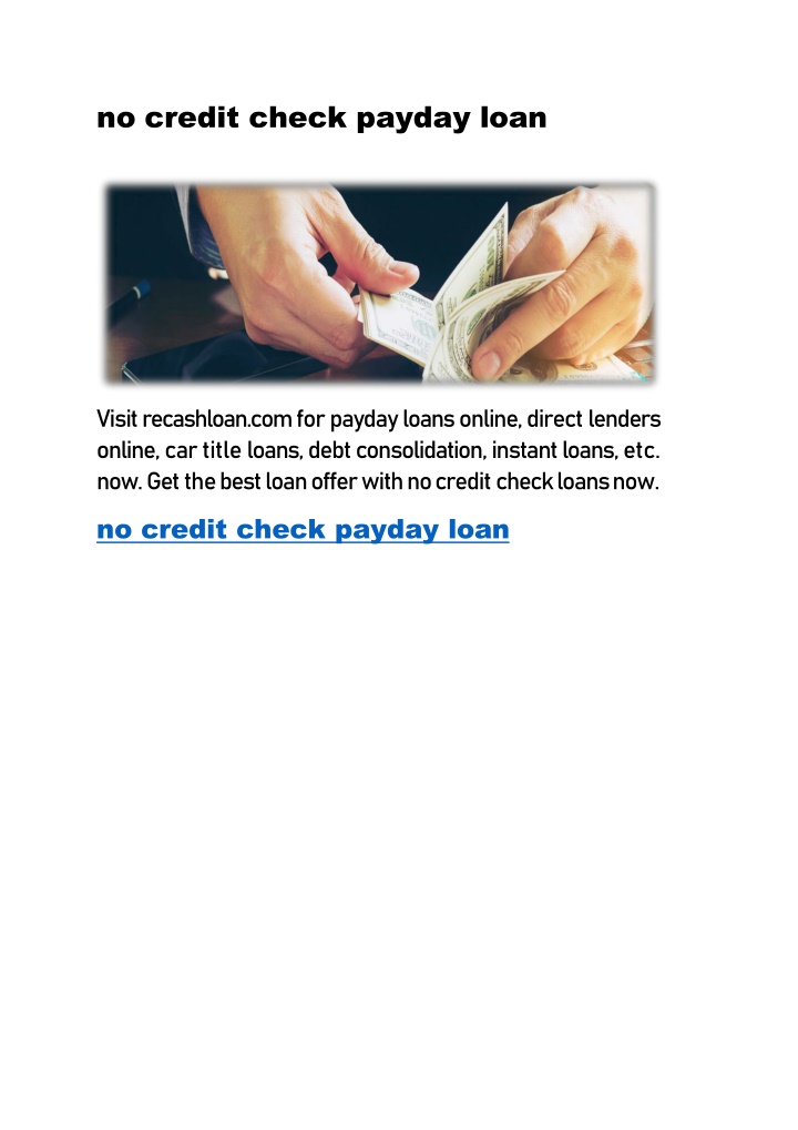 no credit check payday loan