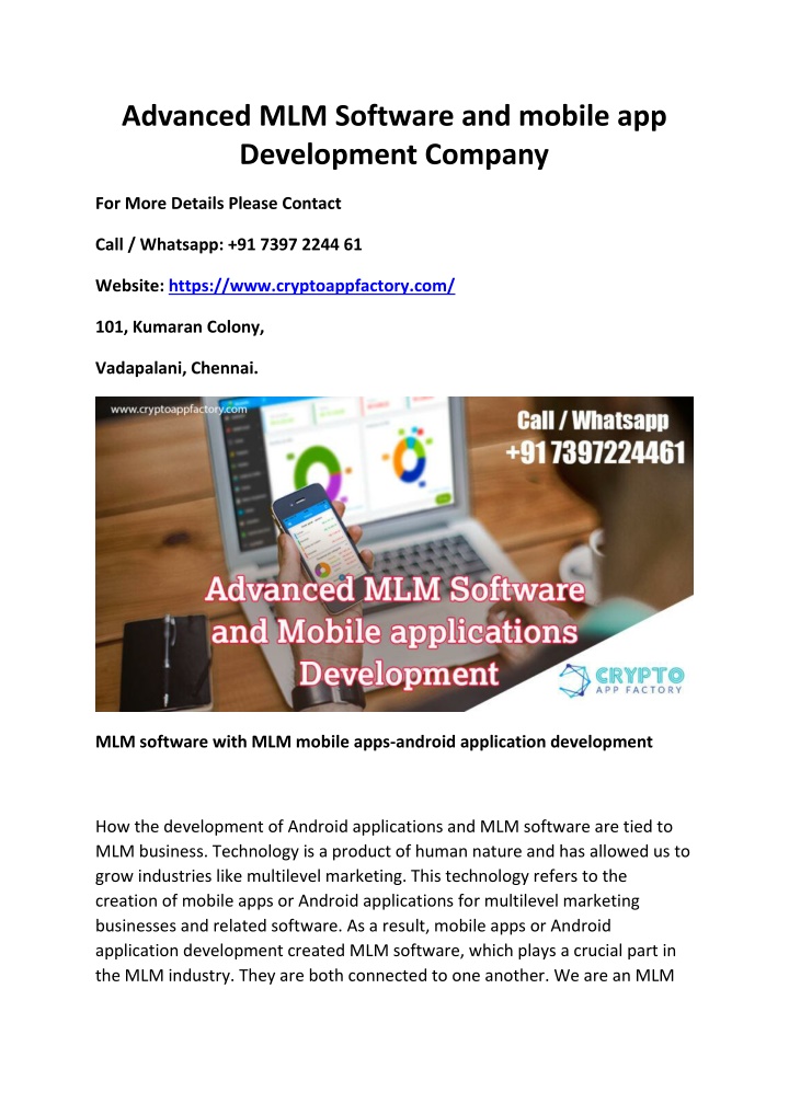 advanced mlm software and mobile app development