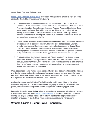 oracle cloud financials training online