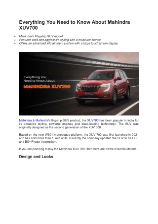 everything you need to know about mahindra xuv700