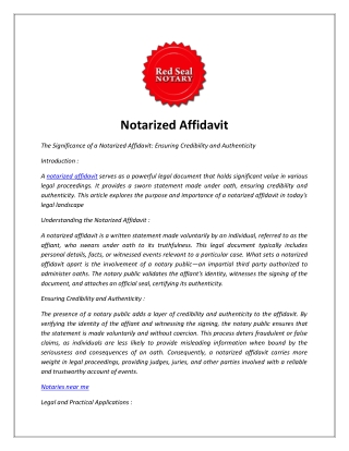 Affidavit Canada | Red Seal Notary Public - 1.888.922.7325