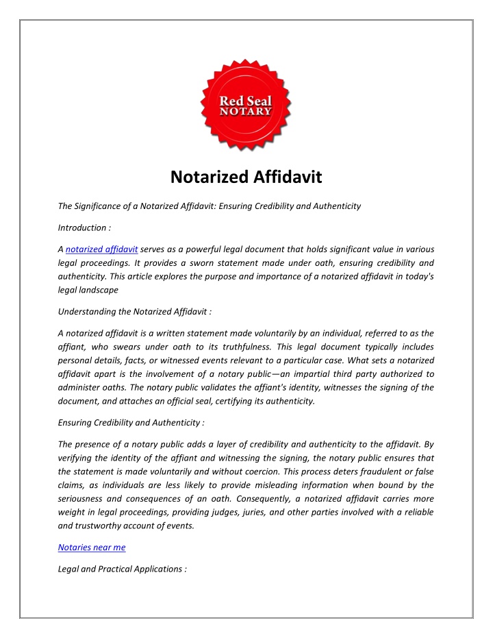 notarized affidavit