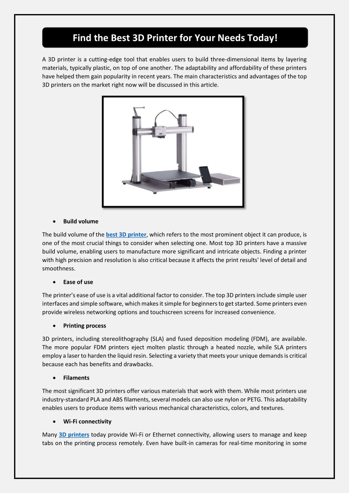 find the best 3d printer for your needs today