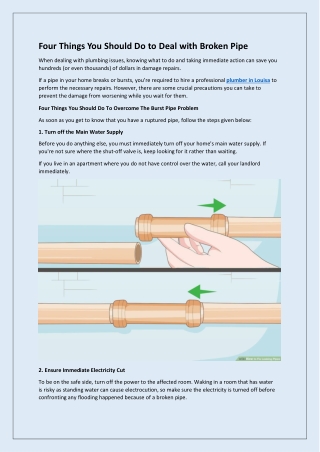 Four Things You Should Do to Deal with Broken Pipe