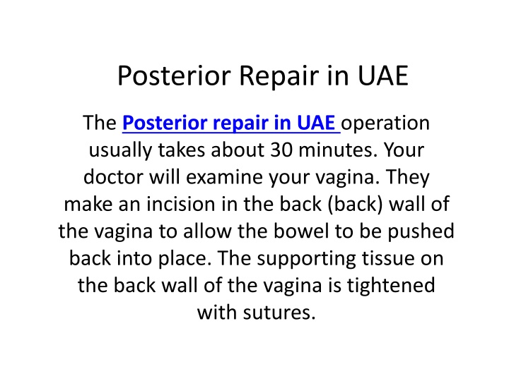 posterior repair in uae