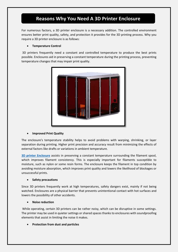 reasons why you need a 3d printer enclosure