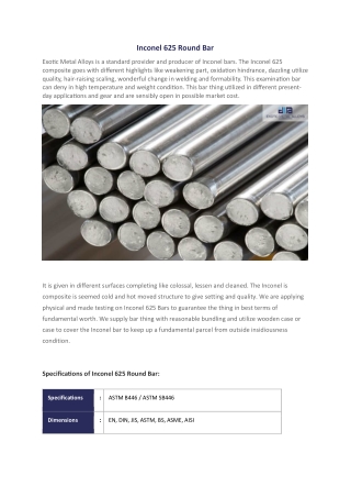 Other Types Of Inconel 625 Round Bars