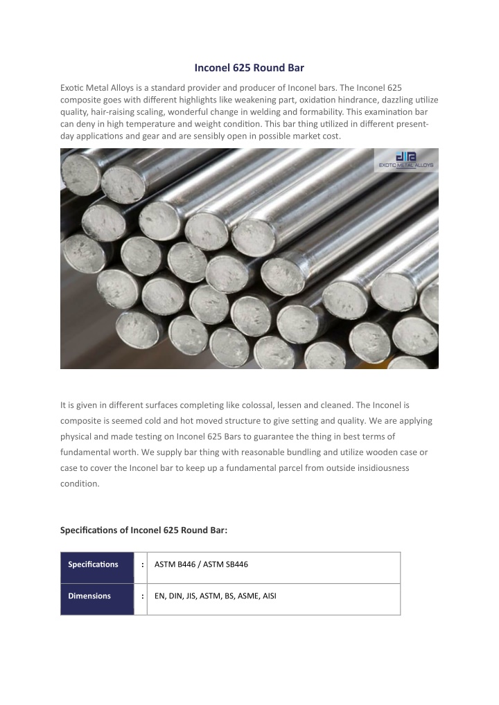 inconel 625 round bar