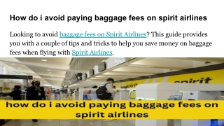 How do i avoid paying baggage fees on spirit airlines