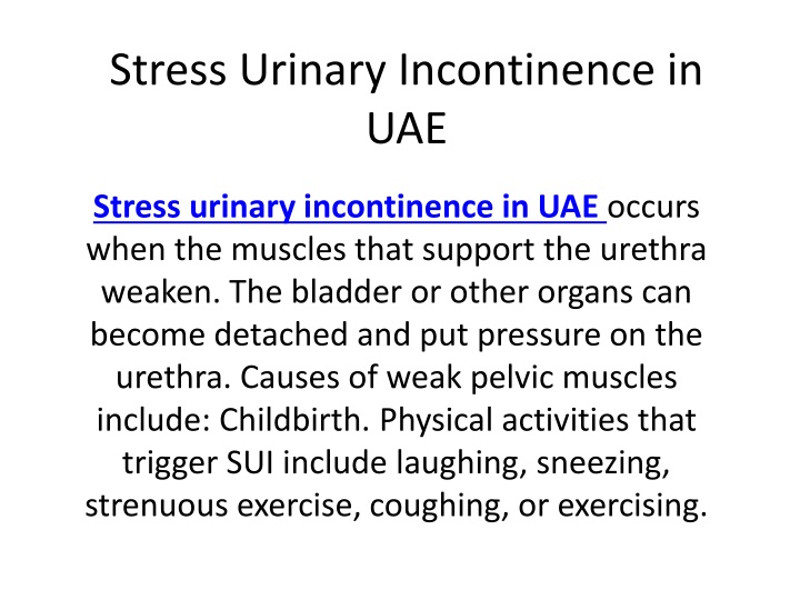 stress urinary incontinence in uae