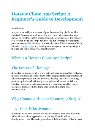 Hotstar Clone App Script | Hotstar Clone App Development Company