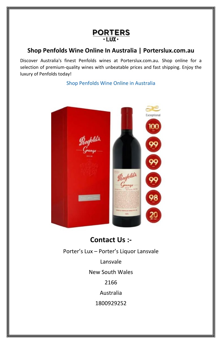 shop penfolds wine online in australia porterslux