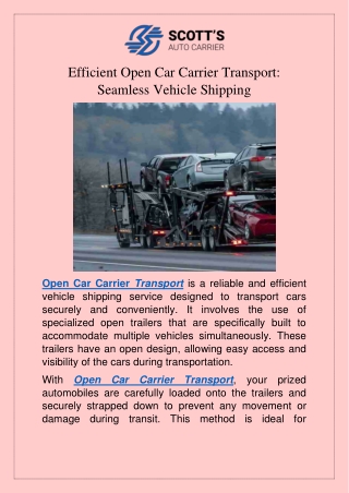 Efficient Open Car Carrier Transport Seamless Vehicle Shipping