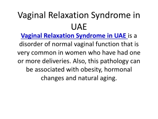 Vaginal relaxation syndrome in UAE