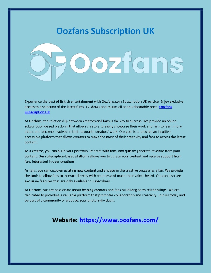 oozfans subscription uk