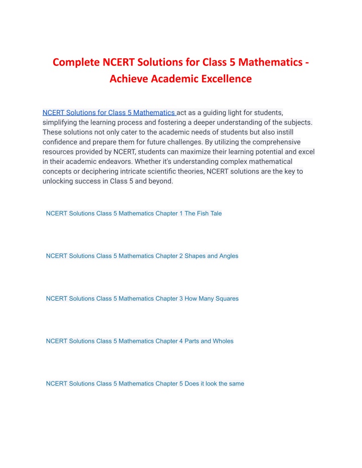 complete ncert solutions for class 5 mathematics