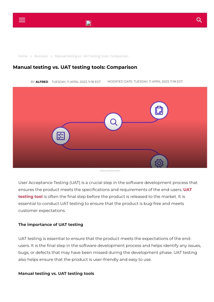 home business manual testing vs uat testing tools
