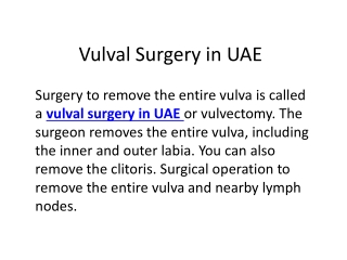 Vulval surgery in UAE
